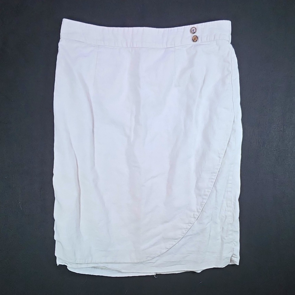 Cato Ivory Linen Blend Skirt Solid Knee Length Straight Pencil Pull On Sz 14